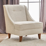 Lænestol beige chenille stof landlig klassisk Ella