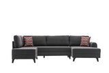 Banken - Slaapbank Antraciet stof - U - bank - XXL 300x202x152cm - Belen - Dimehouse
