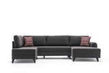 Banken - Slaapbank Antraciet stof - U - bank - XXL 300x202x152cm - Belen - Dimehouse
