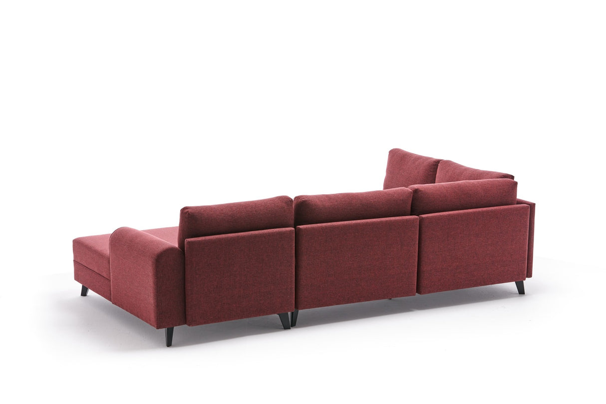Banken - Slaapbank Rood stof - U - bank - XXL 300x202x152cm - Belen - Dimehouse