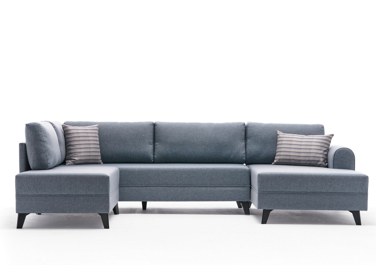 Sovesofa Blåt stof - U-sofa - XXL 300x202x152cm - Belen