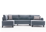 Sovesofa Blåt stof - U-sofa - XXL 300x202x152cm - Belen