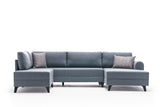 Sovesofa Blåt stof - U-sofa - XXL 300x202x152cm - Belen