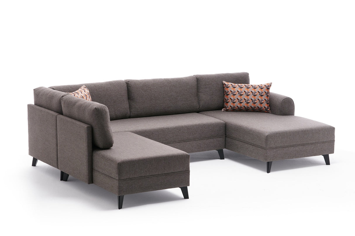 Sovesofa Taupe stof - U-sofa - XXL 300x202x152cm - Belen