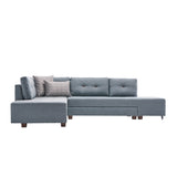 Banken - Slaapbank lichtblauw stof - XL 280x206 cm - met wielen - Links - Manama - Dimehouse