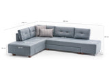 Banken - Slaapbank lichtblauw stof - XL 280x206 cm - met wielen - Links - Manama - Dimehouse
