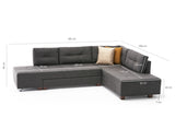 Banken - Slaapbank antraciet stof - XL 280x206 cm - met wielen - Rechts - Manama - Dimehouse