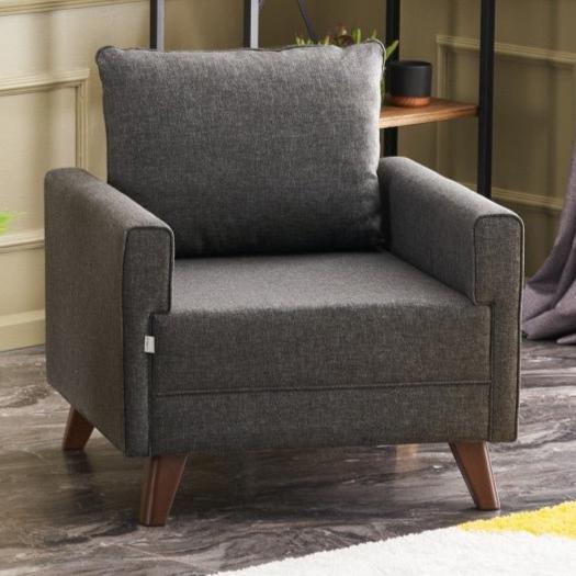 Landelijke fauteuil Antraciet melange geweven Stof Bella