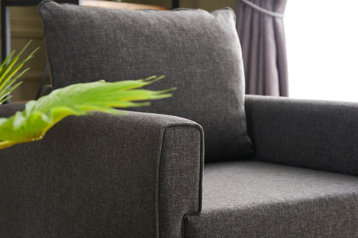 Landelijke fauteuil Antraciet melange geweven Stof Bella