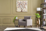 Landelijke fauteuil Taupe melange geweven stof Bella