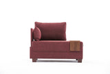Fauteuils - Moderne Fauteuil Bordeaux Rood Stof Fly - Links - Met Houten Tafeltje - Dimehouse