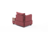 Fauteuils - Moderne Fauteuil Bordeaux Rood Stof Fly - Links - Met Houten Tafeltje - Dimehouse