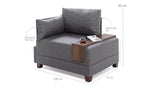 Fauteuils - Moderne Fauteuil Beige Stof Fly - Links - Met Houten Tafeltje - Dimehouse