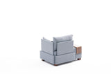 Fauteuils - Moderne Fauteuil Blauw Stof Fly - Rechts - Met Houten Tafeltje - Dimehouse