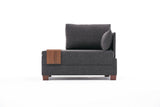 Fauteuils - Moderne Fauteuil Antraciet Stof Fly - Rechts - Met Houten Tafeltje - Dimehouse