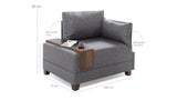 Fauteuils - Moderne Fauteuil Antraciet Stof Fly - Rechts - Met Houten Tafeltje - Dimehouse