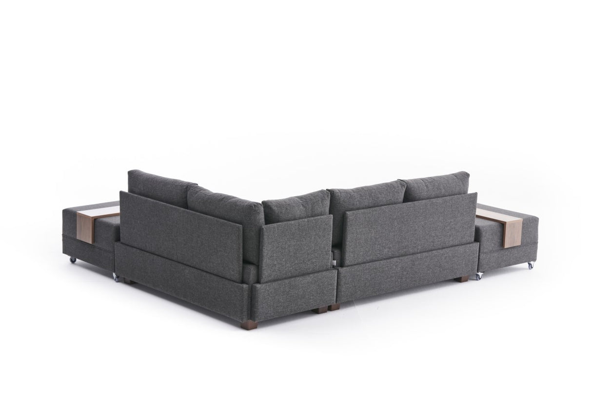 Banken - Slaapbank antraciet stof - XXL 280 x 210 - Rechts - Fly - Dimehouse