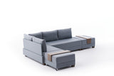 Banken - Slaapbank blauw stof - XXL 280 x 210 - Links - Fly - Dimehouse