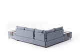Banken - Slaapbank blauw stof - XXL 280 x 210 - Links - Fly - Dimehouse