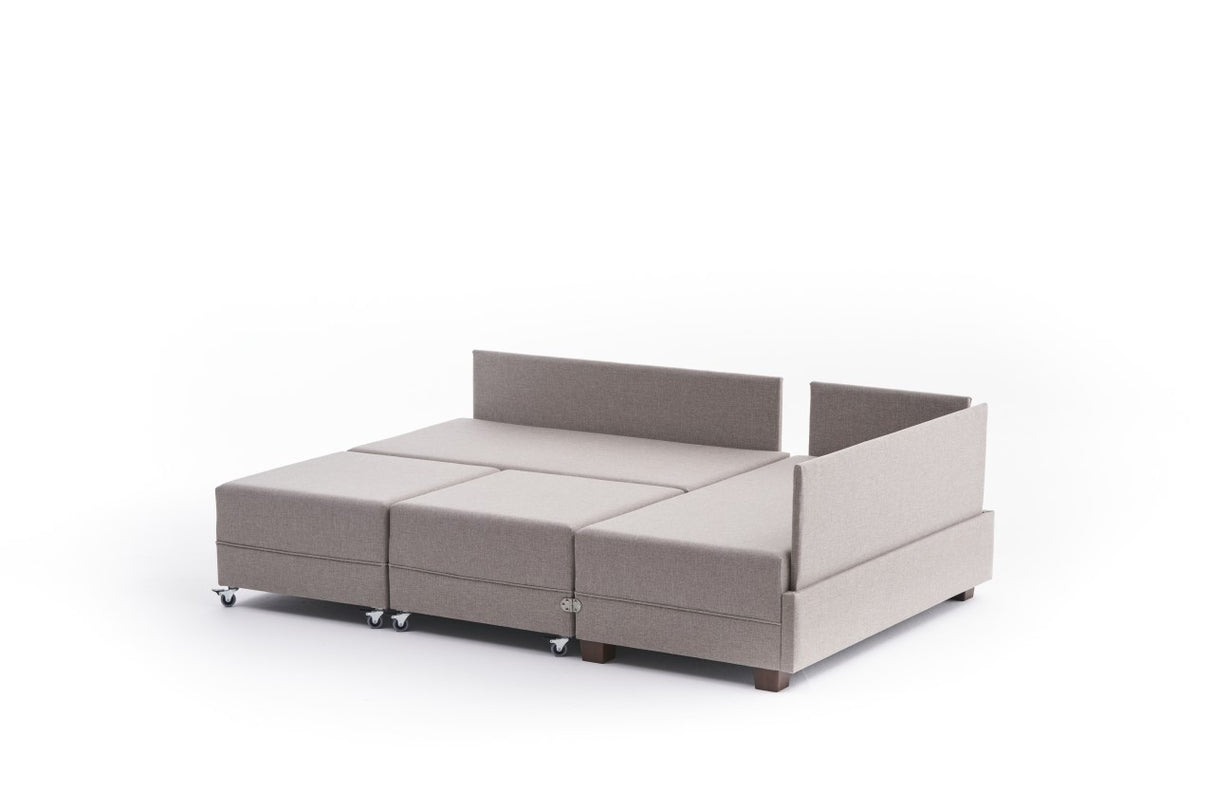 Banken - Slaapbank champagne stof - XXL 280 x 210 - Rechts - Fly - Dimehouse