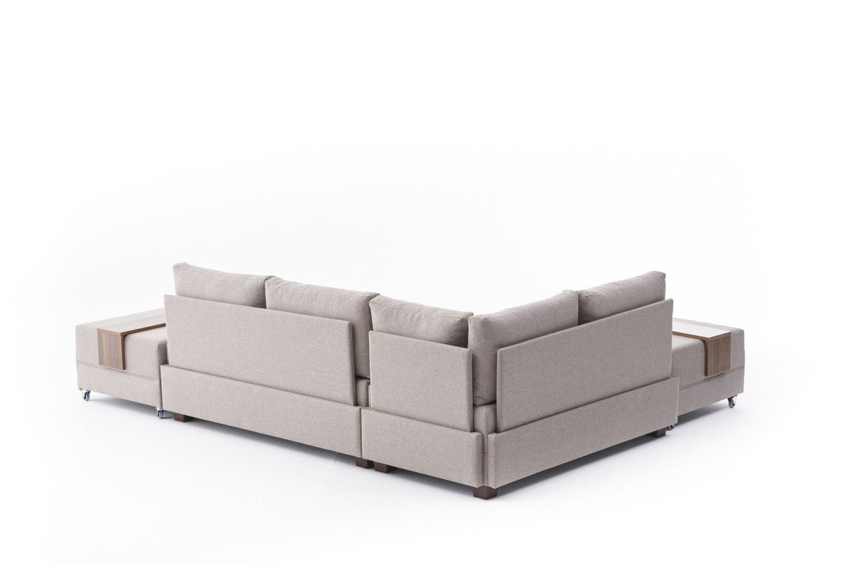Banken - Slaapbank champagne stof - XXL 280 x 210 - Links - Fly - Dimehouse