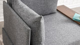 Fauteuils - Moderne Fauteuil Grijs Stof Fly - Links - Met Houten Tafeltje - Dimehouse