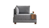 Fauteuils - Moderne Fauteuil Grijs Stof Fly - Links - Met Houten Tafeltje - Dimehouse