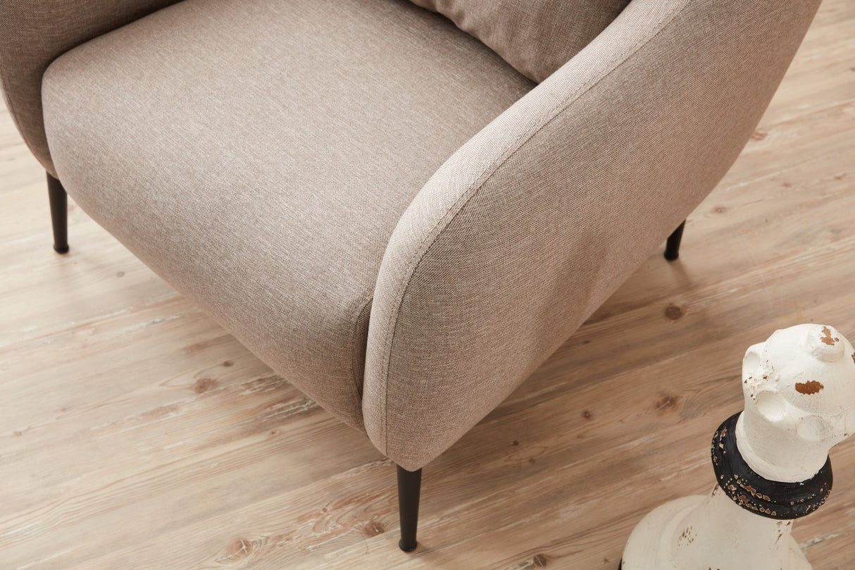 Fauteuils - Scandinavische fauteuil Beige gemêleerde linnen stof met kussen Venus - Dimehouse