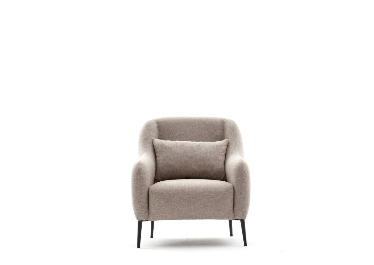 Fauteuils - Scandinavische fauteuil Beige gemêleerde linnen stof met kussen Venus - Dimehouse
