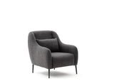 Fauteuils - Scandinavische fauteuil Antraciet gemêleerde linnen stof met kussen Venus - Dimehouse