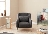 Fauteuils - Scandinavische fauteuil Antraciet gemêleerde linnen stof met kussen Venus - Dimehouse