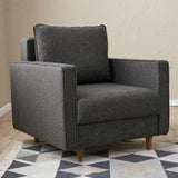 Fauteuils - Modern landelijke fauteuil antraciet stof Eva - Dimehouse