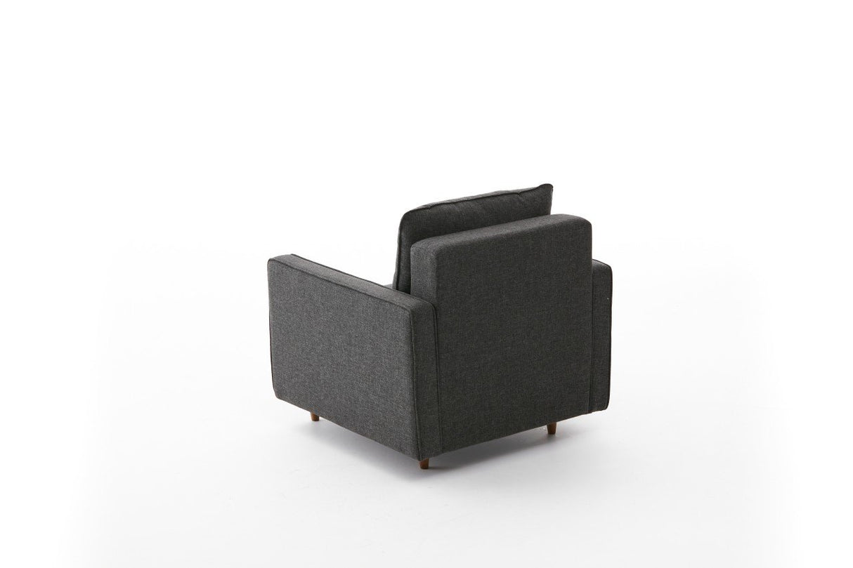 Fauteuils - Modern landelijke fauteuil antraciet stof Eva - Dimehouse