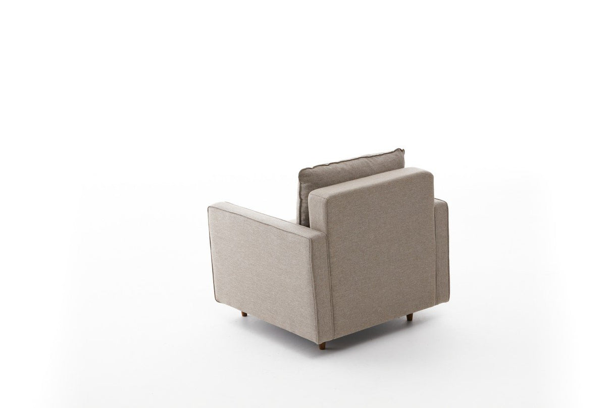 Fauteuils - Modern landelijke fauteuil zandkleurige stof Eva - Dimehouse