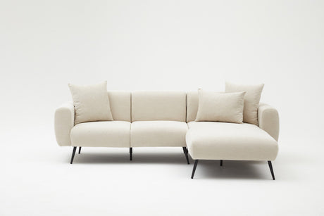 Hjørnesofa cremestof - Høje slanke ben - solidt interiør - 252 x 155 cm - Side
