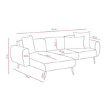Banken - Hoekbank crème stof - Hoge slanke poten - massief binnenwerk - 252 x 155 cm - Side - Dimehouse