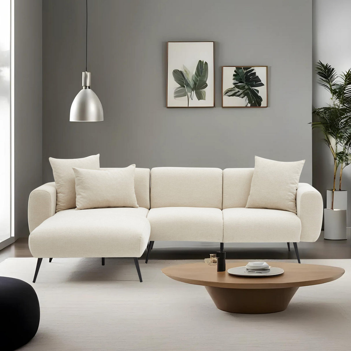 Hjørnesofa Venstre Side Creme