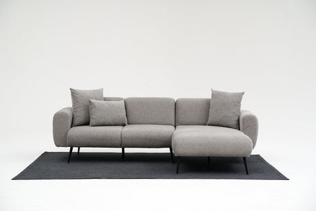 Hjørnesofa gråt stof - Høje slanke ben - solidt interiør - 252 x 155 cm - Side