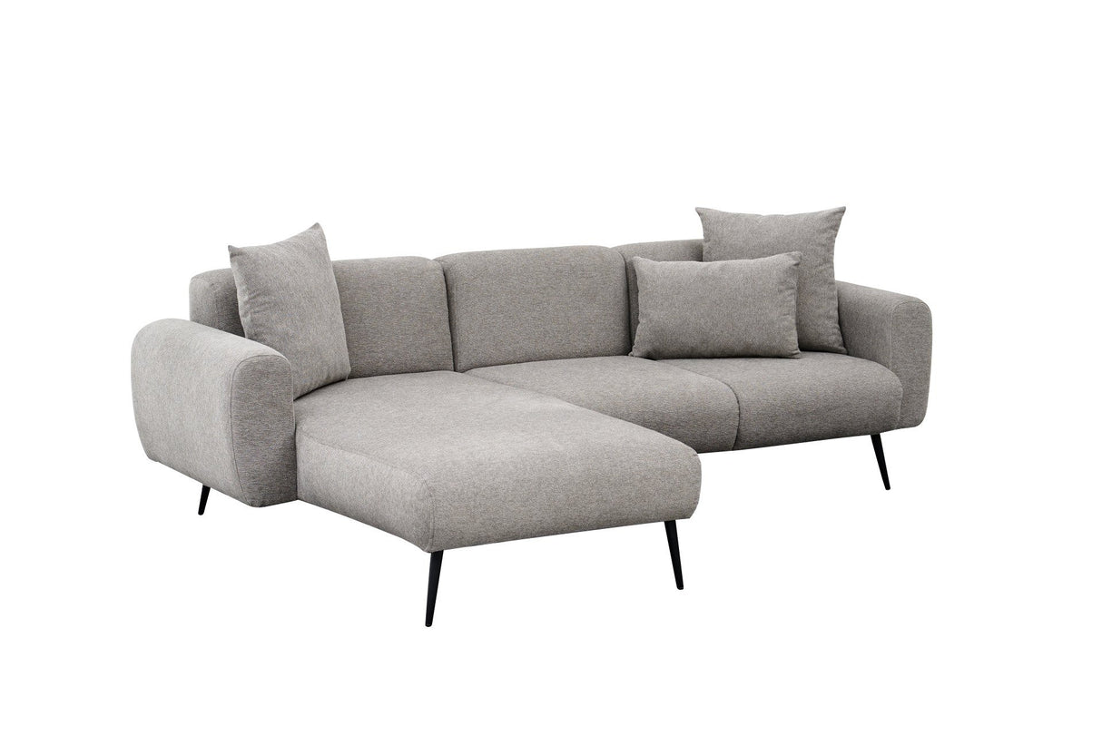 Hjørnesofa gråt stof - Høje slanke ben - solidt interiør - 252 x 155 cm - Side