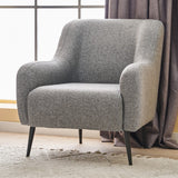 Fauteuils - Moderne fauteuil Grijs linnen stof met hoge poot Revos - Dimehouse