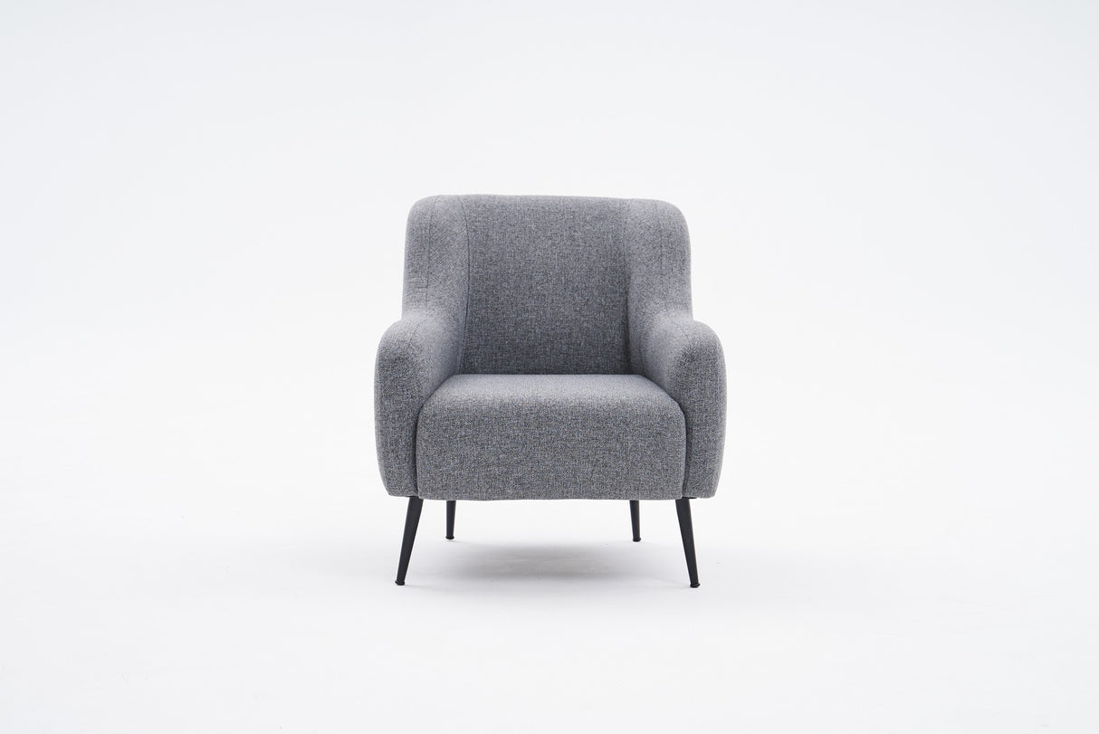 Fauteuils - Moderne fauteuil Grijs linnen stof met hoge poot Revos - Dimehouse