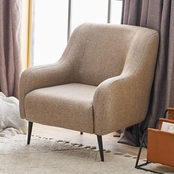 Fauteuils - Moderne fauteuil Taupe linnen stof met hoge poot Revos - Dimehouse