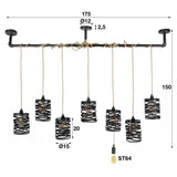 Hanglampen - Industriële Hanglamp Twist Metaal 7 - Lichts - Dimehouse