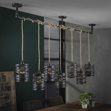 Industriel hængelampe Twist Metal 7-Light