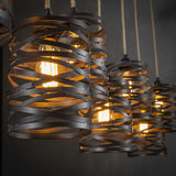 Hanglampen - Industriële Hanglamp Twist Metaal 7 - Lichts - Dimehouse