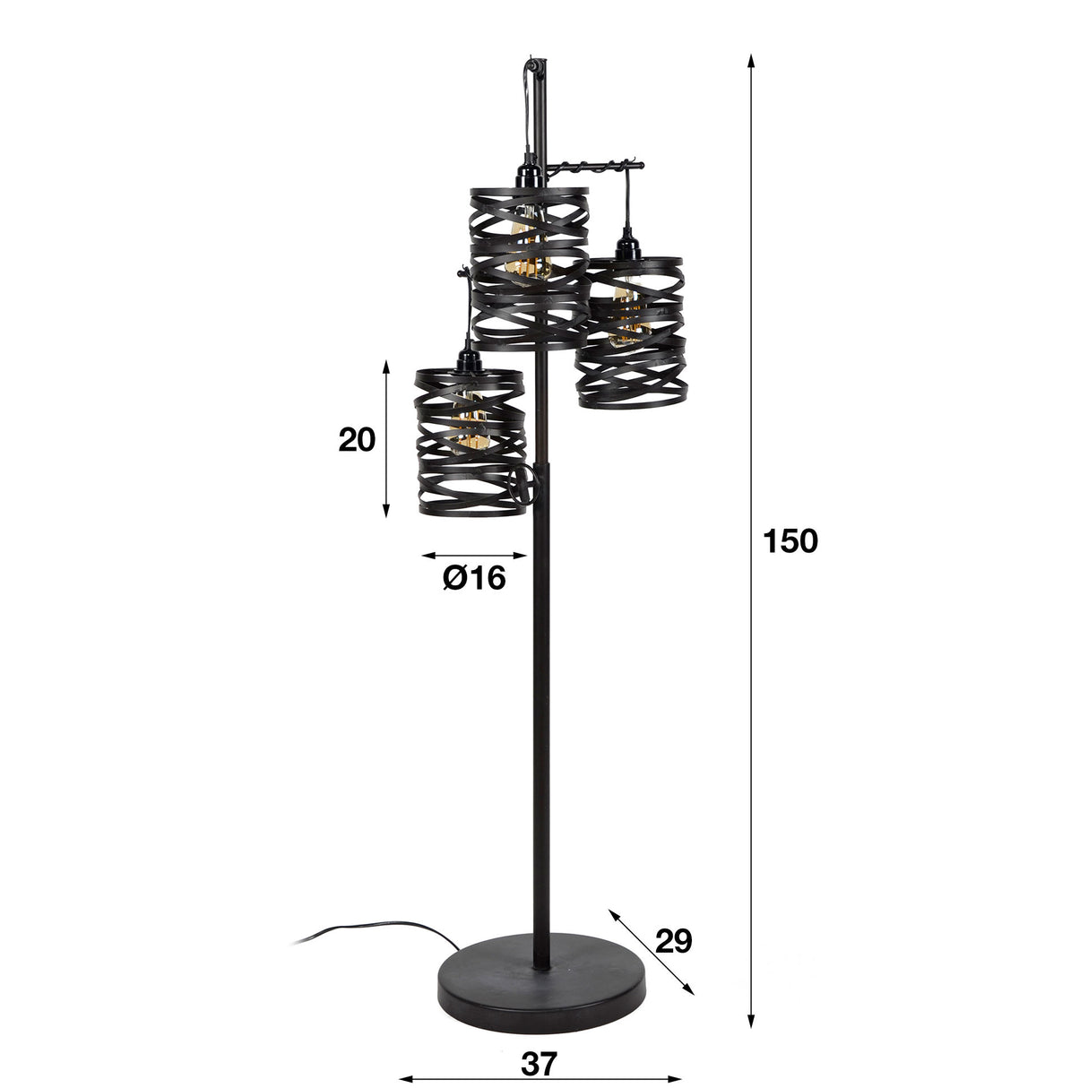 Gulvlampe Spin DH Interiør Grå LxBxH 120x39x39 Skifergrå Hvid fotostørrelsesindikation