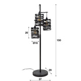 Gulvlampe Spin DH Interiør Grå LxBxH 120x39x39 Skifergrå Hvid fotostørrelsesindikation
