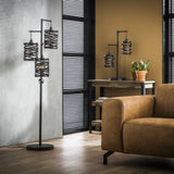 Industriel gulvlampe Spin Metal 3-Lys Skifergrå