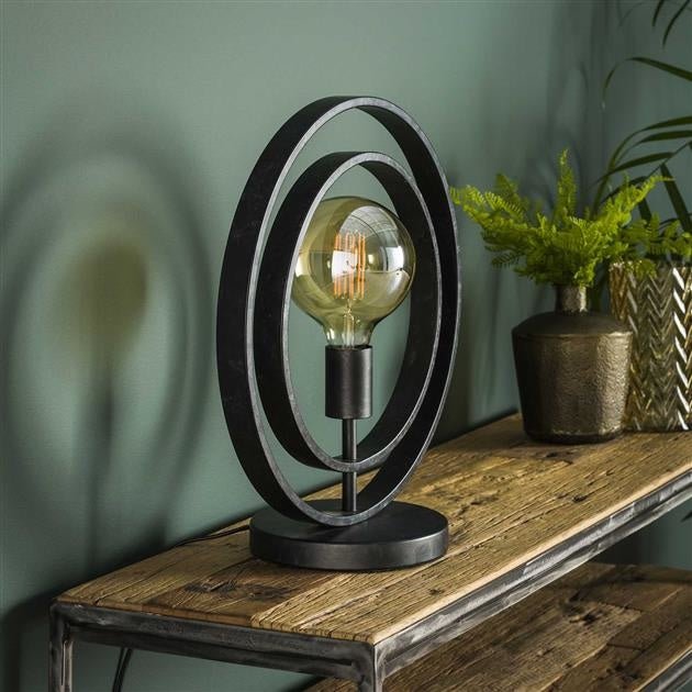 Bordlampe Otan DH Interiør Charcoal LxBxH 48x46x25 Metal Atmosfærisk foto diagonalt set forfra