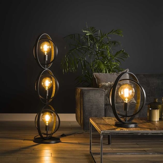Bordlampe Otan DH Interiør Charcoal LxBxH 48x46x25 Metal Atmosfærisk foto diagonalt set forfra